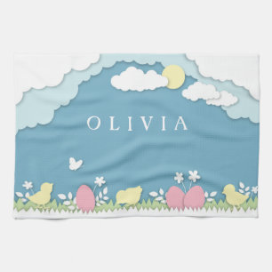 Ostereierjagd, Frühlingsferien Geschirrtuch