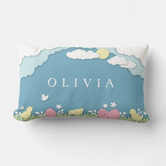 Ostereierjagd, Frühlingsferien Papercut Name Lendenkissen (Vorderseite)