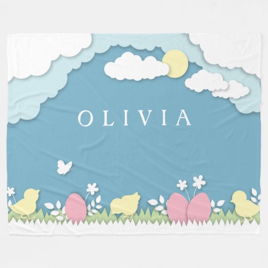 Ostereierjagd, Frühlingsferien Papercut Natur Fleecedecke (Vorderseite (Horizontal))