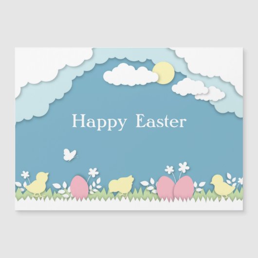 Ostereierjagd, Frühlingsferien Papercut Natur Magnetkarte (Vorderseite)