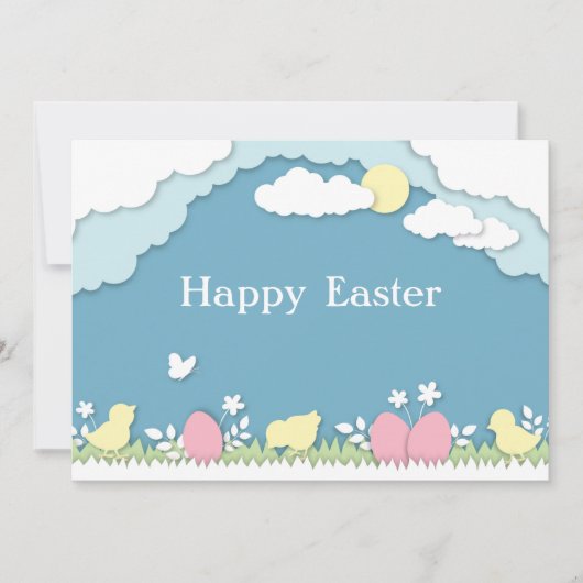 Ostereierjagd, Frühlingsferien Paperschnitt Art p Karte (Vorderseite)