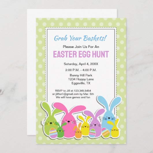 Ostereierjagd mit Bunnies Einladung (Vorne/Hinten)