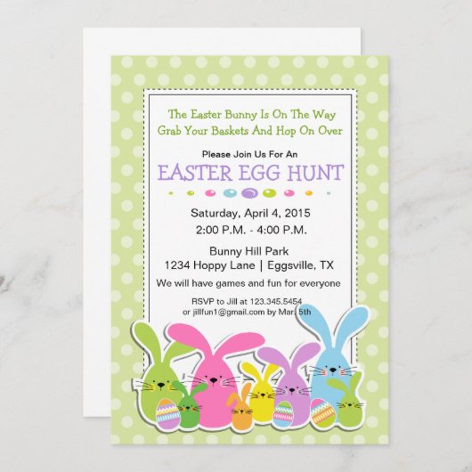 Ostereierjagd mit Bunnies Einladung (Vorne/Hinten)