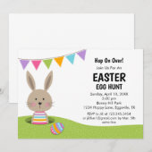 Ostereierjagd mit Hase mit Eierkorb Inv Einladung (Vorne/Hinten)