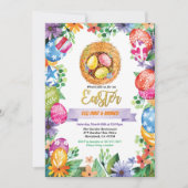 Ostereierjagd Party Einladung. Wasserfarbenereigni Einladung (Vorderseite)