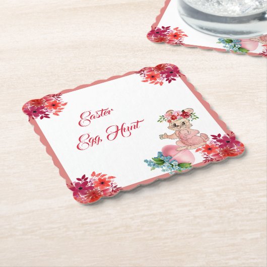 Ostereierjagd Rustikale Bunny Chick Blumenrahmen Untersetzer (angewinkelt)