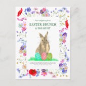 Ostereierjagd und Brunch Bunny Boho Floral Einladungspostkarte (Vorderseite)