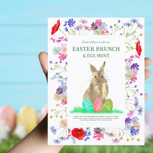 Ostereierjagd und Brunch Bunny Boho Floral Einladungspostkarte