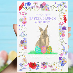 Ostereierjagd und Brunch Bunny Floral Einladung