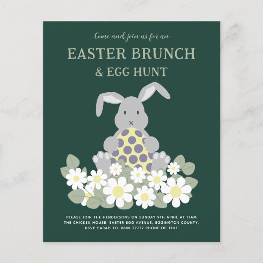 Ostereierjagd und Brunch Niedliche Bunny Bloral Flyer (Vorne)