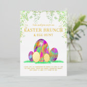 Ostereierjagd und Brunch Wasserfarbe Gold Folieneinladung (Stehend vorne)