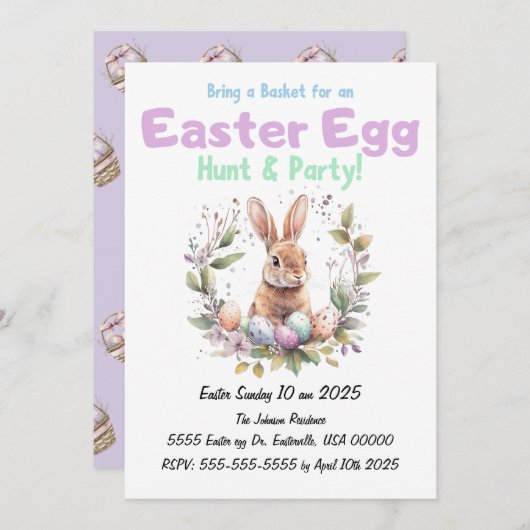 Ostereierjagd und Party Einladung (Vorne/Hinten)