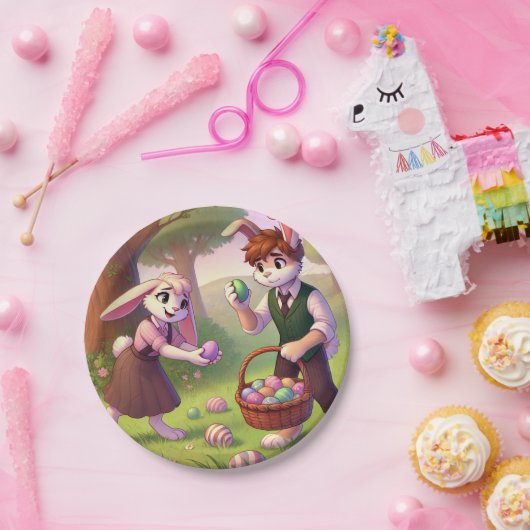 Ostereierjagd - Whimsical Bunny Celebration Pappteller (Party)