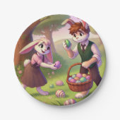 Ostereierjagd - Whimsical Bunny Celebration Pappteller (Vorderseite)