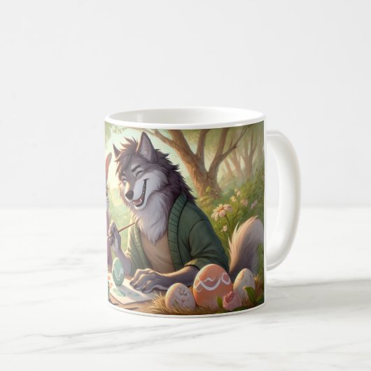 Ostereiermalerei - Wolf & Bunny Art Fun Kaffeetasse (VorderseiteRechts)