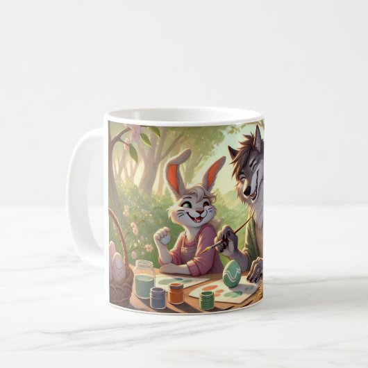 Ostereiermalerei - Wolf & Bunny Art Fun Kaffeetasse (Vorderseite Links)
