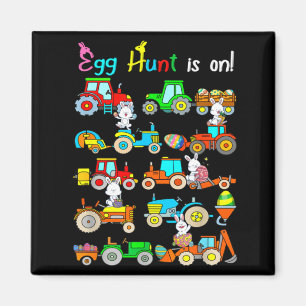 Ostereiersuche auf Traktor Osterhase Eier Jungen K Magnet