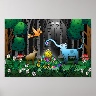 Ostereiersuche im Wald Poster