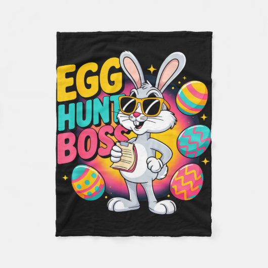 Ostereiersuche lustiger Hase Retro-Chef Fleecedecke (Vorderseite)