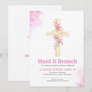 Ostereiersuche und Brunch Rosa Florale Orchidee Einladung