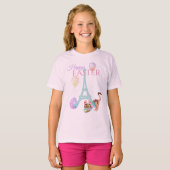 Ostereiffelturm und Katzenpastellballons T-Shirt (Vorne ganz)