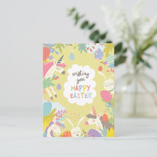 Ostereinhorn Feiertagspostkarte (Stehend Vorderseite)