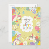 Ostereinhorn Feiertagspostkarte (Vorne/Hinten)