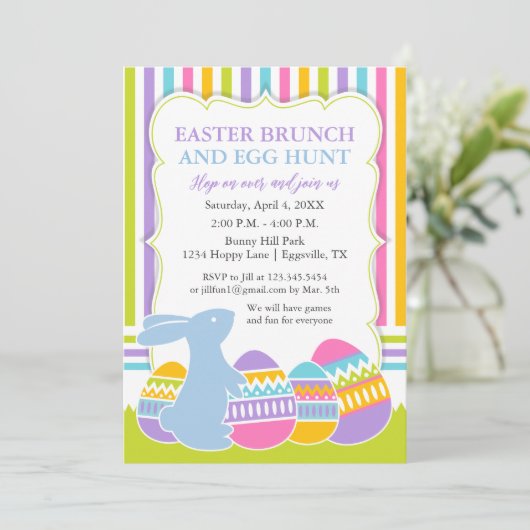 Ostereinladung Bunny Egg Hunt oder Brunch Einladung (Stehend Vorderseite)