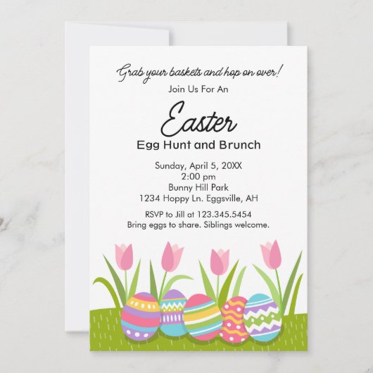 Ostereinladung für Brunch und Eierjagd Einladung (Vorderseite)