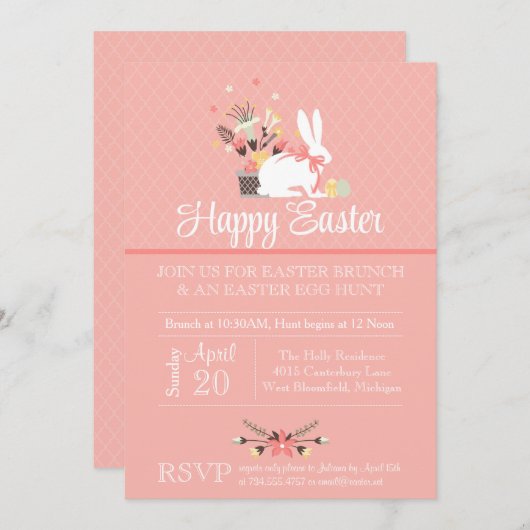 Ostereinladung, Ostereierjagd Einladung (Vorne/Hinten)