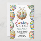 Ostereisjagd & Brunch Farbiger Korb Einladung (Vorderseite)