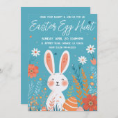 Ostereisjagd niedlicher Hase Einladung (Vorne/Hinten)