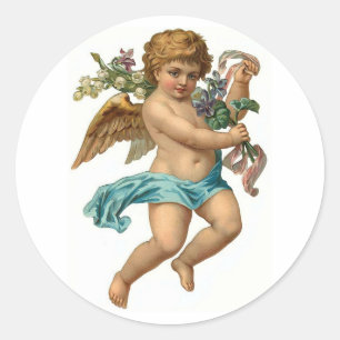 Osterengel Vintage Ostern Runder Aufkleber