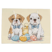 Osterenglische Bulldogs Große Geschenktüte (Rückseite)