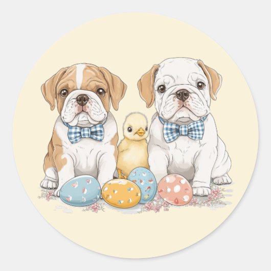 Osterenglische Bulldogs Runder Aufkleber (Vorderseite)