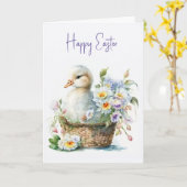 Osterente im Korb Karte (Gelbe Blume)