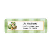 Osterenten Osterei & Blumen auf grünem Gingham (Vorne)