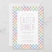 Osteressen Regenbogen Gingham Frühling Einladung (Vorderseite)
