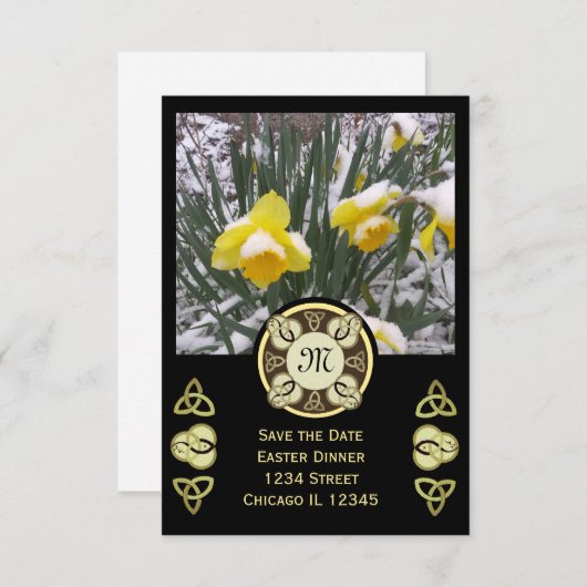 Osteressen Trinity Knot W Foto & Monogramm Einladung (Vorne/Hinten)