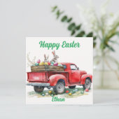 Osterfahrer mit Eierkarte, Frohe Ostern Feiertagskarte (Stehend Vorderseite)