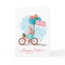 Osterfahrrad Bunny mit Banner und Balloons