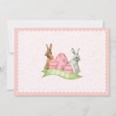 Osterfamilie mit Bunny Floral Pink Card Foto Dankeskarte (Rückseite)