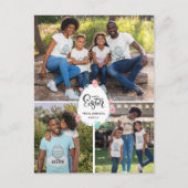 Osterfamilie Name 3 Foto Collage Blumeneier Niedli Postkarte (Vorderseite)