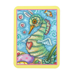 OSTERFANTASIE, FRÜHJAHRE SEEPFERD FERIENURLAUB MAG MAGNET