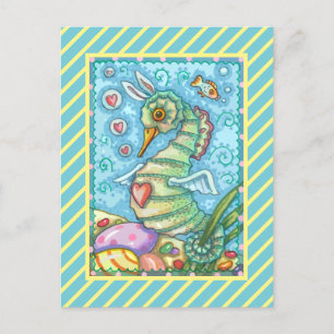OSTERFANTASIE, FRÜHJAHRESURLAUB IM SEEPFERD POSTCA POSTKARTE