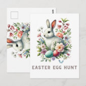 Osterfarben Bunny & Blume Postkarte (Vorne/Hinten)