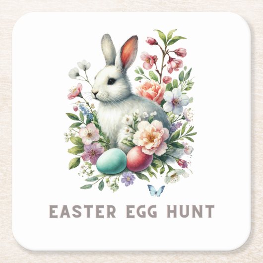 Osterfarben Bunny & Blume Rechteckiger Pappuntersetzer (Vorderseite)