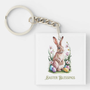 Osterfarben Bunny & Blume Schlüsselanhänger