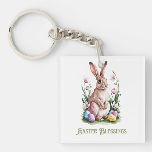 Osterfarben Bunny & Blume Schlüsselanhänger (Vorderseite)