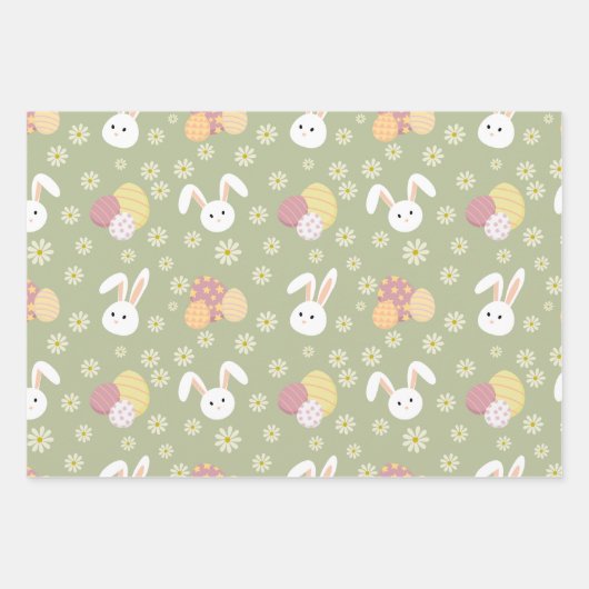 Osterfarben, Eier und Blume Pastellfarben Geschenkpapier Set (Vorderseite 3)